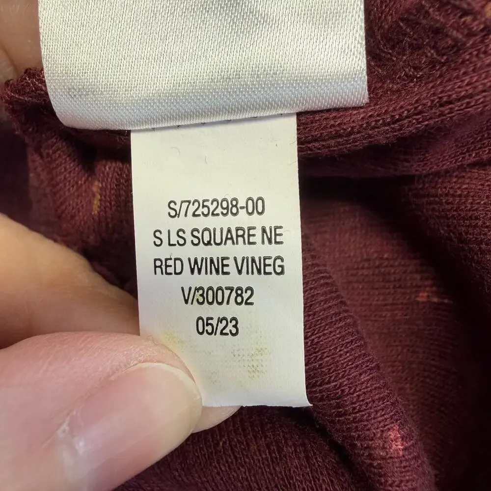 Old Navy Girls Rib Knit Shirt Top Pullover Square Neck Floral Burgundy Stretch